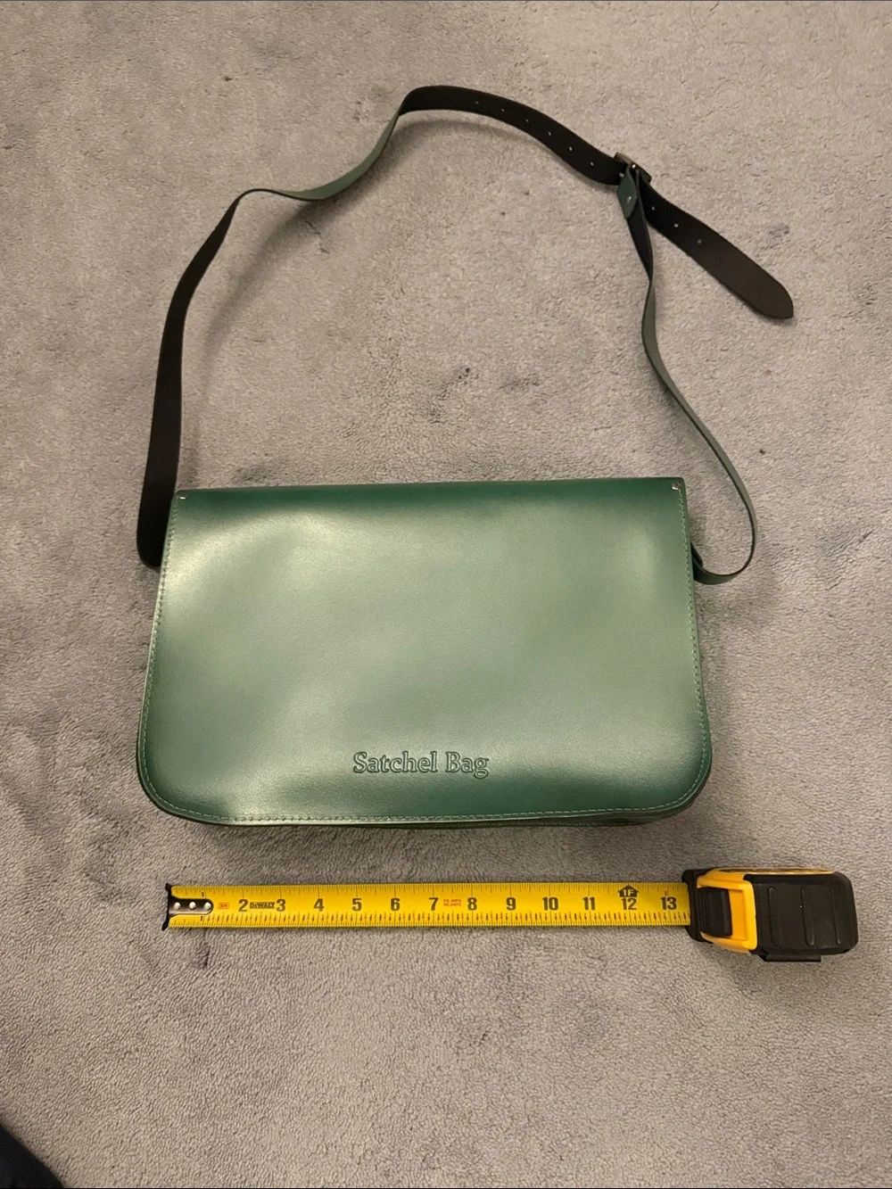 Women’s Green Leather Messenger Bag - Classic Satchel (brand unknown from Italy)